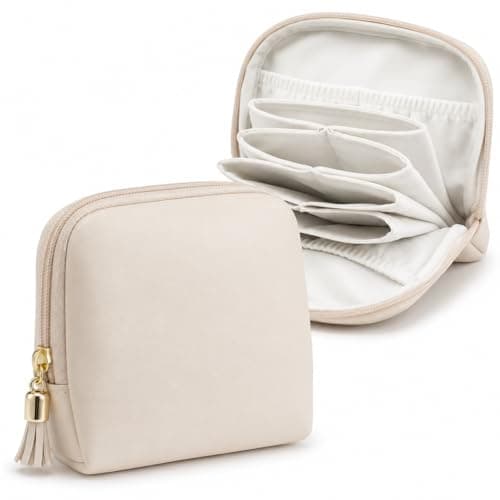 A Lots MiLi 2 Pcs Travel Jewelry Case for Women - Small Jewelry Organizer Box with Velvet Lining, Portable PU Leather Jewelry Storage Case for Necklaces Earrings Rings Bracelets, Cream White - Image 1