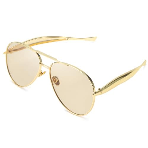SODQW Gold Aviator Sunglasses for Women Men Trendy Designer Metal Sun Glasses with UV400 Metal Frame Ladies Shades - Image 1