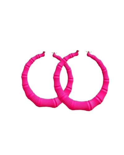 Bamboo Hoop Earrings for Women Pink Large Hoop Earrings Trendy Outfits for Women Hip Hop Jewelry for Women UGOEARRING09 - Image 1