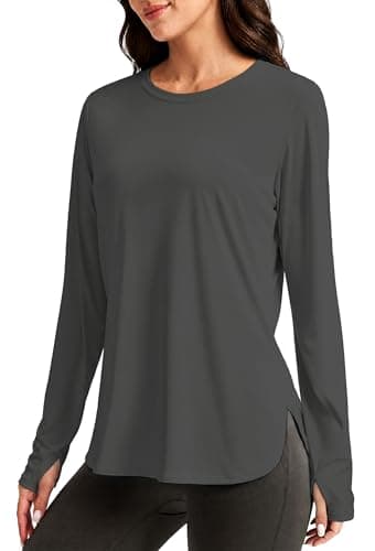 Alaroo Long Sleeve Tops for Women T-Shirts Loose Fit Fitness Clothing UPF 50+ Pilates Gym Running Athletic 2026 Grey M - Image 1