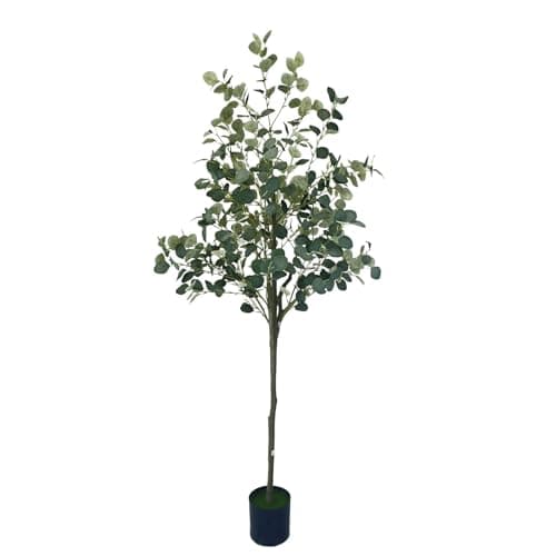 6 Feet Faux Eucalyptus Tree in Plastic Nursery Pot, high Density of 506 Silver Dollar Realistic Leaves, Freshness, Healing and Resilience, Green for Living Room, Home Decor Hotel Indoor Outdoor