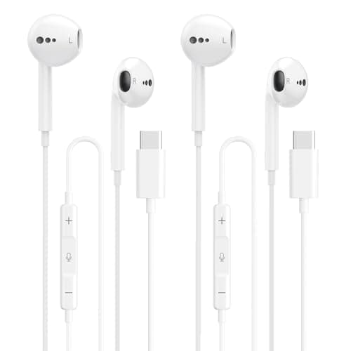 USB C Headphones for iPhone 17 16 15, Wired Earbuds USB C with Microphone & Volume Control, for Apple Headphones Wired, Earphones for iPhone, Android, iPad, Galaxy S26 S25 S24, Pixel 10a 9a, 2 Packs - Image 1