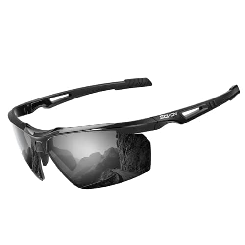 SCVCN Polarized Sports Sunglasses for Men Women Glasses Cycling Glasses Driving MTB Baseball Running Bicycle 03 Black