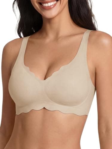 Tankaneo Womens Wireless Jelly Bras No Underwire Soft Bralette Comfortable Full Coverage Seamless T Shirt Bra Apricot - Image 1