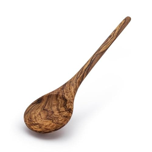 Sainte Olive 14.5 Inch Handmade Natural Olive Wood Cooking Spoon, Heat Resistant, Perfect for Nonstick Pans and Deep Pots - Image 1