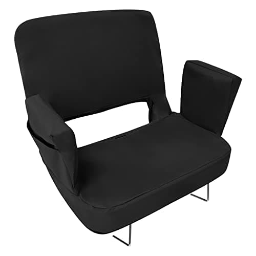 TOPSKY Extra Wide Stadium Seat for Bleachers with Back Support, 3-Position Reclining Stadium Chair with Armrests, Thick Padded Cushion, Foldable Bleacher Seat with Hooks (Black) - Image 1