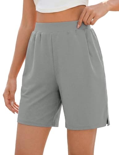 Quenteen Womens Air Layer Shorts Casual Summer Loose Athletic Short Lounge Running Shorts with Pockets Gray - Image 1