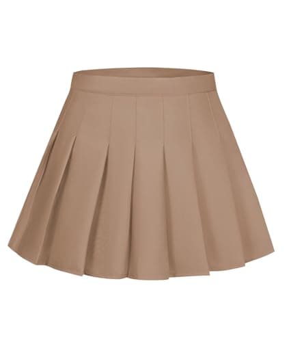 Women's Champagne Pleated Skirt Mini Skater Basic Skirts High Waist School Girls Uniform Short Cheerleader Skirt Size XL - Image 1