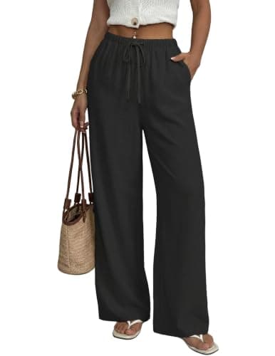 LOOKBOHO Women's Wide Leg Pants 2026 High Waist Loose Casual Trousers Business Work Casual Pants with Pockets Black M - Image 1