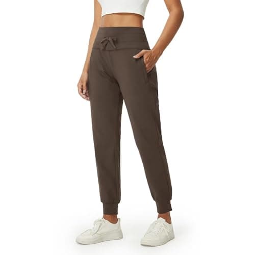 M MAELREG Fleece Lined Sweatpants Women High Waisted with Pockets Lightweight Quick Dry Athletic Joggers for Women Coffee Brown - Image 1