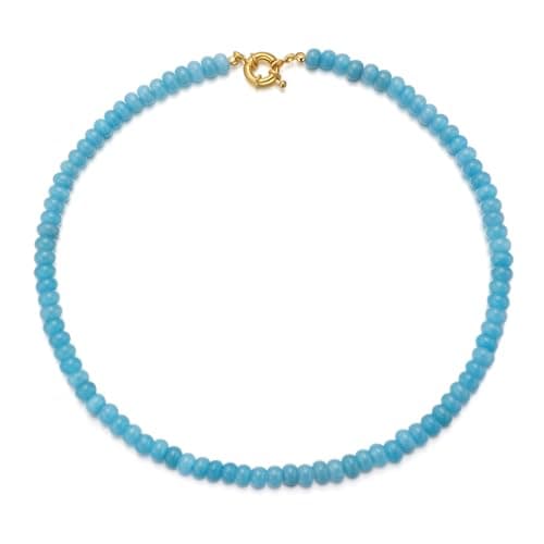chorfla Beaded Gemstone Necklaces for Women, Bohemian Colored Choker Natural Stone Bead Decoration Summer Beach Handmade Jewelry Necklace (A-Sapphire) - Image 1