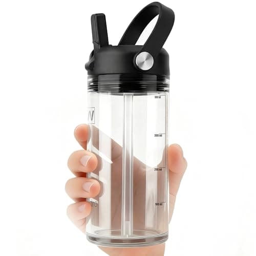 wawahydro 12oz Kids Water Bottle, BPA Free Thick Tritan Plastic Reusable, Clear Water Bottle with Straw, Leakproof Lid, Dishwasher Safe, Boy girl for School,Travel Clear - Image 1