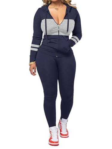 STOLKISS Women 2 Piece Outfits Workout Sets Bodycon Tracksuit Long Sleeve Zip Up Hoodie Jacket Jogger Match Sweat Pants Set - Image 1