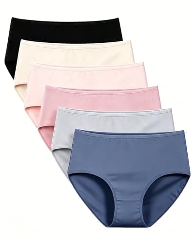 NESBRE High Waisted Underwear for Women Full Coverage Women's Briefs Multi-pack Cotton Underwear Hipster Panties Ladies Briefs for Work, Yoga & Sleep 6-Pack - Image 1