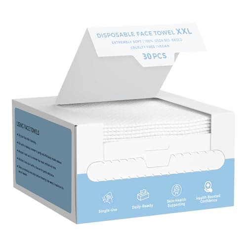 Heyface Clean Disposable Face Towels XXL 12" × 12", 30 Count, 100% Biodegradable & Ultra-Soft Face Towelettes Disposable, Facial Towels for All Skin Types, Dry & Wet Use - Image 1