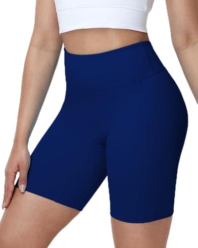 Roadbox 8" High Waisted Women's Biker Shorts, Tummy Control Compression Booty Spandex Shorts for Volleyball Workout Gym Yoga Running(XL) Royal Blue - Image 1