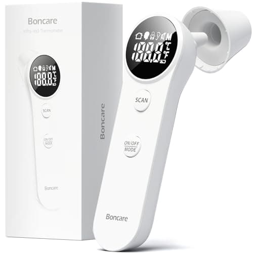 Boncare Ear and Forehead Thermometer, 2X Accuracy Infrared Digital Thermometer for Adults and Kids, 1 Second Reading, No Touch Baby with Fever Alarm - Image 1