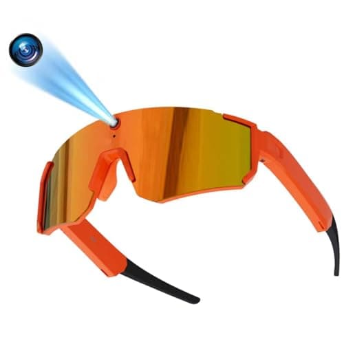Osawalla AI Smart Glasses with Camera, HD Stabilized Video Recording Glasses, Waterproof Bluetooth Sunglasses with Ai Assistant, Touch Control, UV Protection for Cycling Skiing Outdoor Sports Orange