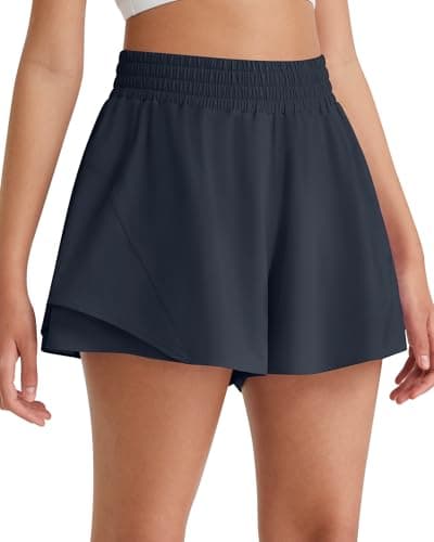 G4Free Women’s Running Shorts with Liner High Waisted Quick Dry Athletic Workout Shorts with Pocket Casual Gym Soccer (Dark Navy,M) - Image 1