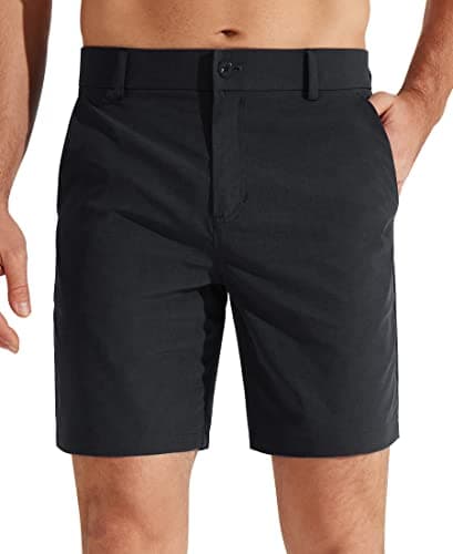 Libin Men's Golf Shorts 7" Work Dress Shorts Casual Flat Front Hybrid Short Lightweight Quick Dry Water Resistant, Black, Size 32 - Image 1