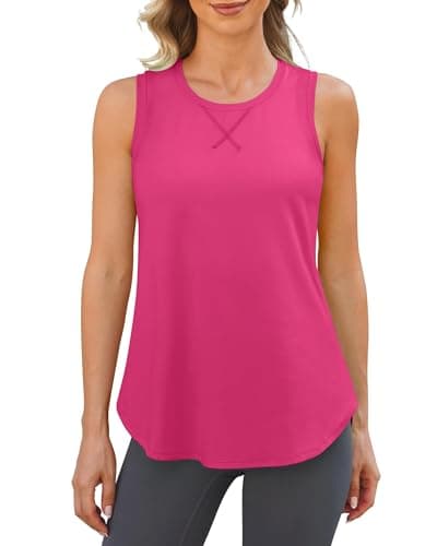 G4Free Gym Tops for Women Athletic Racerback Workout Tank Lightweight Running Shirt Sleeveless Quick Dry Exercise Wear (Hot Pink,L) - Image 1