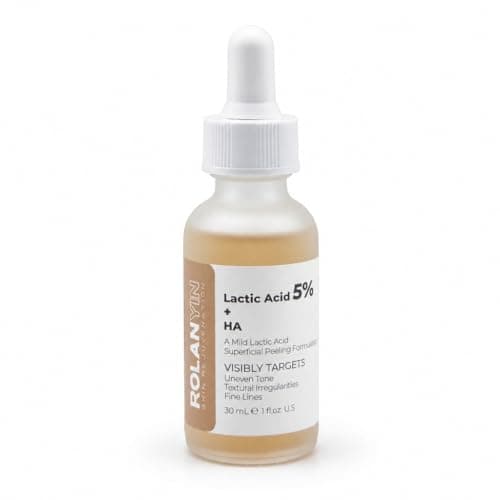 ROLANYIN Lactic Acid 5% + HA Facial Serum for Exfoliating Deep Hydration and Smoothing Skin Texture Nourishing Anti Aging Pore Minimizing Benefits Skin Care - Image 1