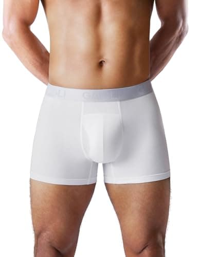 gagli Ultra Soft Men's Breathable Boxer Briefs, Comfortable Underwear for Men with 3D Open Fly Pouch, Moisture Wicking, 3", Lightweight, Cotton Modal,White,L - Image 1