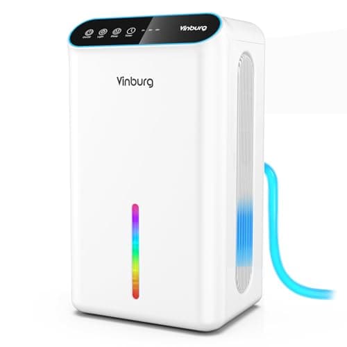 Dehumidifier for Home 1000 sq.ft - Small Quiet Dehumidifier with Auto Shut Off, Aromatherapy, 3 Gear Timer, Sleep Mode, 7-Color LED Light, Drain Hose for Bedroom, Bathroom, Basement, RV(Milky White) - Image 1