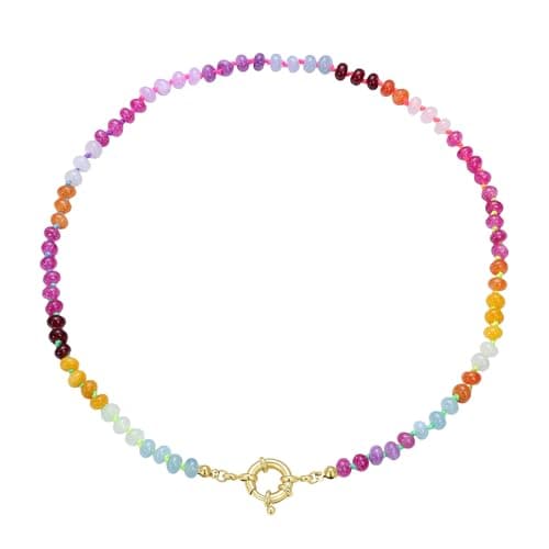 Zoesky Beaded Gemstone Necklaces for Women, Handmade Boho Bead Choker Necklace, Natural Stone Beach Summer Jewelry Gift for Birthday Mother Girlfriend (Type1) - Image 1