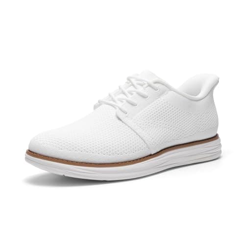 Bruno Marc Men's Hands Free Slip On Casual Dress Shoes Mesh Sneakers Lace-Up Breathable Lightweight Comfortable Walking Shoes,Size 8,White,BMUMOX2419 - Image 1