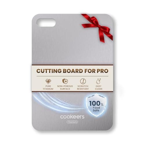 COOKEERS Titanium Cutting Board for Kitchen - 11.5"L x 8"W Pure Titanium Double-sided Cutting Boards, Hygiene Durable Dishwasher Safe Chopping Board for Meat, Fruit, Vegetables (No Mat) - Image 1