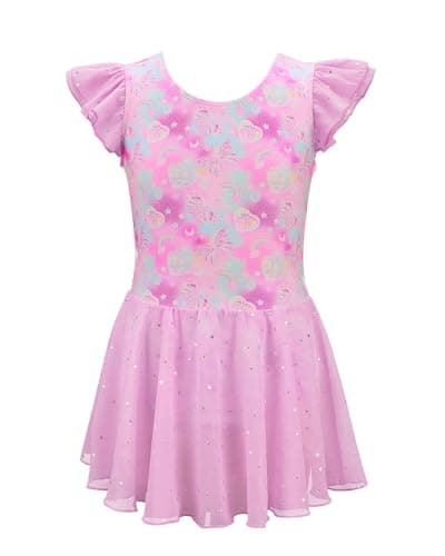 Stelle Ballet Leotards for Girls Toddler Ruffle Sleeve Toddler Ballet Outfit(Bow Dreams,2-3T) - Image 1