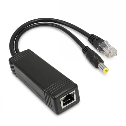 PoE Splitter 12W, 48V to 12V 1A Gigabit IEEE 802.3af Compliant PoE Adapter with 6kV Surge Protection, Power over Ethernet Splitter for Security IP Camera, Non-PoE Devices 12W 5.5x2.1mm DC Plug Gigabit