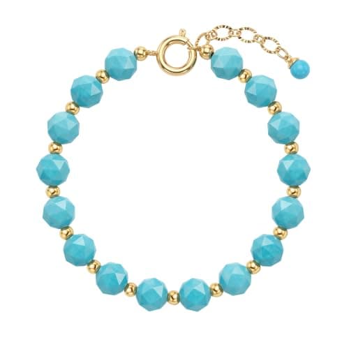 MTMY Chunky Beaded Bracelets for Women, 14K Gold Plated Colorful Natural Stone Beads Chain Bracelets Handmade Jewelry (Faceted Tur) - Image 1