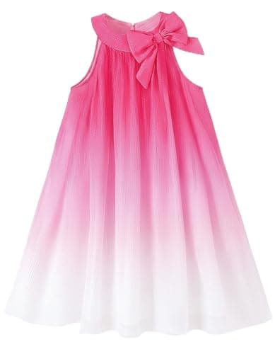 Girls Summer Dress Ombre Sleeveless Chiffon Boho Dresses for Girls 7-8 Pink Semi Formal Birthday Party Dress with Soft Lining Comfort Fit Size 4-12 - Image 1