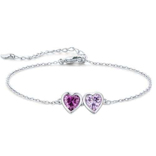 Zoesky Personalized 1-5 Birthstone Bracelet for Women Sliver Tone 5A Cubic Zirconia Bracelet CZ Custom Birthstone Bracelet Jewelry for Christmas Birthday Mother Day Gift (2 Birthstones) - Image 1