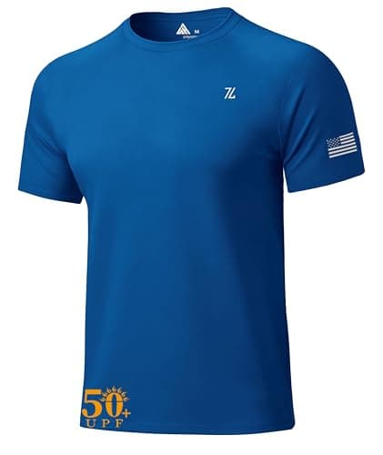 WENTTUO Men's Swim Shirt Short Sleeves UPF 50+ Rash Guard Fast Dry Swimming Rashguard Tee Shirt UV Protection Running Athletic T-Shirts Blue - Image 1