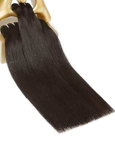 MLIP Raw Bundles Human Hair Straight, No Tangle Shedding, Keep Texture Silky Soft After Multiple Washes, 16A Raw Indian Hair Bundles 12 12 12 Inches, Triple Lifespan 3X - Image 1