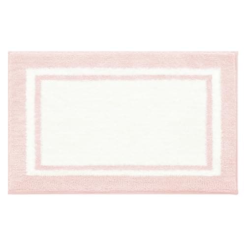 GRANNY SAYS Microfiber Bathroom Rugs Non Slip Washable, Water Absorbent Bath Mats for Tub, Soft Bath Mats for Bathroom Floor & Shower, Bath Rug, 16" x 24" Pink