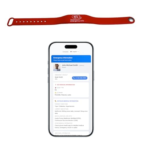 LOOMROOT Alert Med ID Bracelet, Silicone Waterproof NFC Wrist Band, Emergency Contact Tag for Adult Men & Women, No QR Code, USB or Charging Needed - Image 1