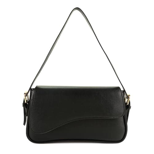 Barabum Shoulder Bag for Women,Y2K Trendy Purse Vegan Leather Hobo Handbags,Clutch Saddle Bag with 2 Removable Straps (Black) - Image 1