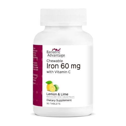 Bariatric Advantage Chewable Iron 60 mg with Vitamin C for Increased Absorption and Utilization, Easily Digestible for Gastric Bypass and Sleeve Gastrectomy Surgery Patients - Lemon Lime, 90 Count - Image 1