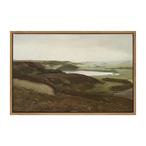 DAJONART Vintage Floating Framed Wall Art for Living Room Bedroom Office, Rustic Landscape Wall Art Jutland Countryside Canvas Prints, Antique Framed Christmas Wall Decor for Farmhouse Rustic Home, 16"x24" - Image 1
