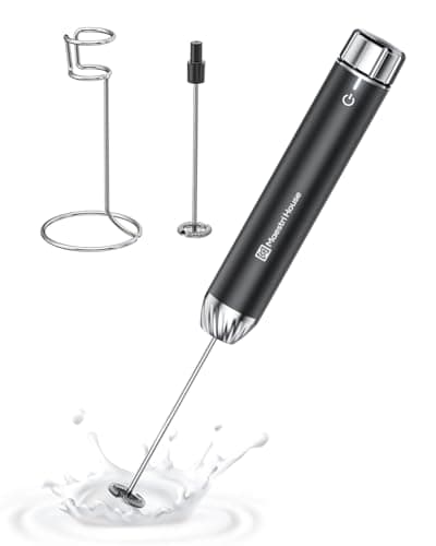 Maestri House Rechargeable Milk Frother with Stepless Speed Control, LunaFro Max Handheld Electric Foam Maker Waterproof Drink Mixer Foamer with Stand & Detachable Whisks for Lattes, Cappuccino - Image 1