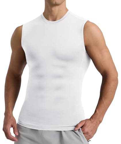 BOOJO Compression Shirt Men - Sleeveless Tee Tank Top Workout Running Quick Dry Base Layer Undershirts for Athletic Gym - Image 1