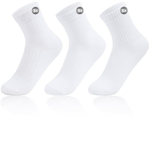 YMYDYFC 9-Pack Kids Socks For Boys Girls Toddler Crew White Ruffle Socks Black Dress Sock School Uniform Cotton Seamless 3-11T B-White Small(3-6Years)