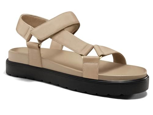 Coutgo Womens Platform Sandals Comfortable Open Toe Adjustable Strap Summer Vacation Shoes, Dark Khaki, Size 9.5 - Image 1