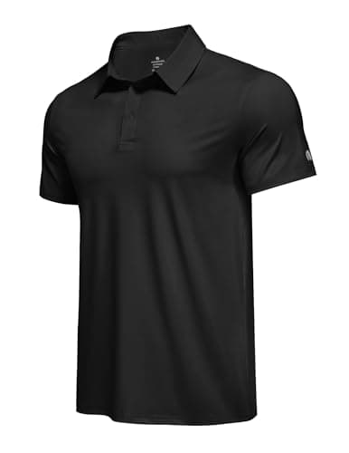 PINSPARK Moisture Wicking Polo Shirts for Men Quick Dry Golf Shirt Workout Tennis Polos Shirt Summer Collared Shirts Big 2XL Black - Image 1