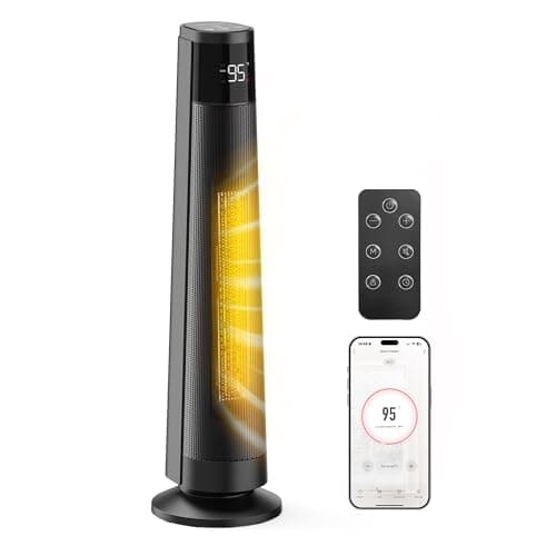 FLANUR 1500W Space Heaters for Indoor Use Large Room, WIFI Electric Heater with Voice Control, 5 Modes, ECO Thermostat, 12H Timer, Quiet & Safety PTC Ceramic Heater for Bedroom, Black, 1 Pack - Image 1