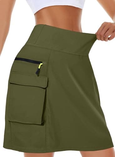 Kimmery Cargo Skirt with Shorts Underneath for Women Golf Skorts Athletic Skirt Army Green L - Image 1